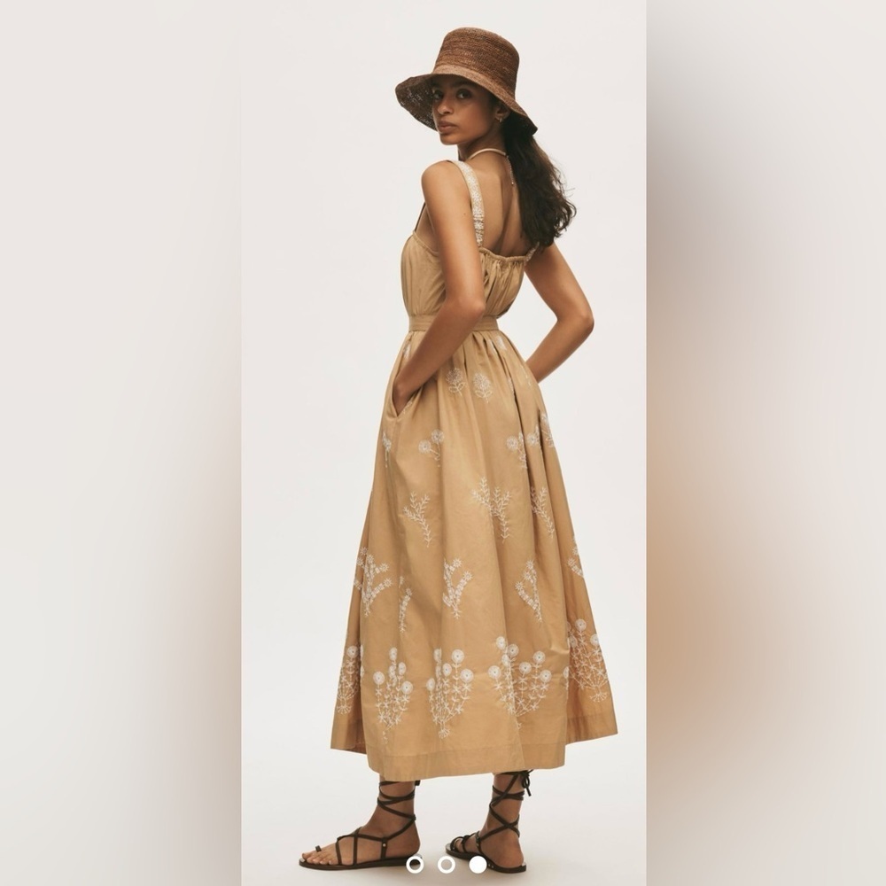 MOTHER More is More Tan and White Sleeveless‎ Maxi Sundress Women’s Size Small